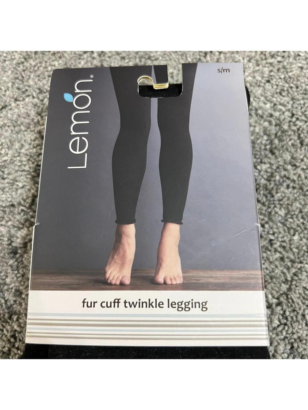 Lemon Black Women's Fur Cuff Leggings size S/M NWT